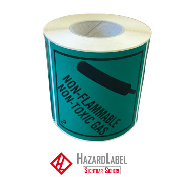 Hazard Label Class 2.2, 10x10 cm, Paperlabel, NON-FLAMMABLE NON-TOXIC GAS
